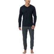 Schiesser Casual Essentials Long Sleeve Pyjamas Mørkblå bomull 54 Herr...