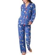 PJ Salvage Long Sleeve Flannel Pyjama Blå Mønster bomull Large Dame