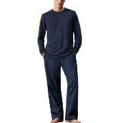 Calvin Klein Cotton Poplin Long Sleeve Pant Set Marine X-Large Dame