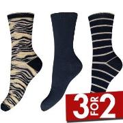 Decoy Strømper 3P Cotton Socks Svart/Gul Strl 37/41 Dame