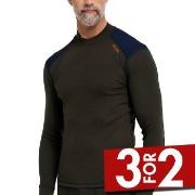 Dovre Folded Collar Baselayer Militærgrønn ull X-Large Herre