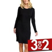 Damella Wool Long Sleeved Nightdress Svart merinoull X-Large Dame