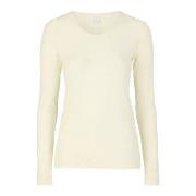 Damella Wool Long Sleeve Top Benhvit merinoull Small Dame