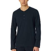Schiesser Mix and Relax Long Shirt Button Placket Mørkblå bomull XX-La...