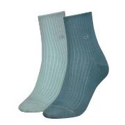 Calvin Klein Strømper 2P Short Sock Roll Top Turkis/Blå Str 39/42 Dame