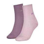 Calvin Klein Strømper 2P Short Sock Roll Top Rosa/Lilla Str 35/38 Dame