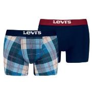 Levis 2P Plaid Aop Boxer Brief Marine/Blå bomull Large Herre