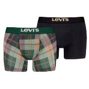 Levis 2P Plaid Aop Boxer Brief Svart/Grønn bomull Small Herre