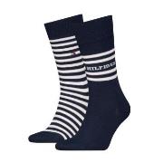 Tommy Hilfiger Strømper 2P Men Breton Crew Socks Marine Str 43/46 Herr...