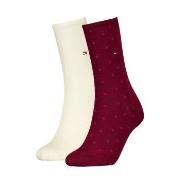 Tommy Hilfiger Strømper 2P Women Dot Sock Hvit/Rød Str 39/42 Dame