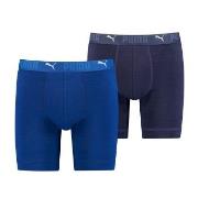 Puma 2P Sport Cotton Long Boxer Blå bomull Small Herre
