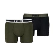 Puma 2P Everyday Placed Logo Boxer Svart/Grønn bomull X-Large Herre