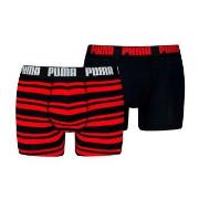 Puma 2P Heritage Stripe Boxer Svart/Rød bomull Small Herre