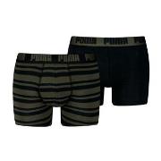 Puma 2P Heritage Stripe Boxer Svart/Grønn bomull Medium Herre