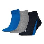 Puma Strømper 3P Lifestyle Quarter Socks Svart/Blå Str 39/42