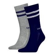 Levis Strømper 2P Regular Cut Stripe Socks Marine/Grå Str 43/46