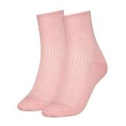 Calvin Klein Strømper 2P Short Sock Roll Top Lysrosa Str 39/42 Dame