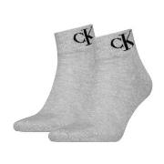 Calvin Klein Strømper 2P Monogram Quarter Socks Grå Str 43/46 Herre