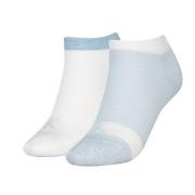 Calvin Klein Strømper 2P Glossy Sneaker Socks Hvit/Blå Str 35/38 Dame