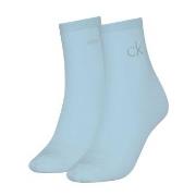 Calvin Klein Strømper 2P Shiny Logo Short Socks Lysblå Str 35/38 Dame