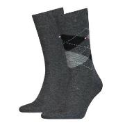 Tommy Hilfiger Strømper 2P Men Sock Check Mørkgrå  Str 43/46 Herre