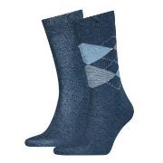 Tommy Hilfiger Strømper 2P Men Sock Check Jeansblå Str 39/42 Herre