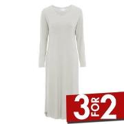 Damella Bamboo Plain Long Sleeve Nightdress Grå Bambus Large Dame