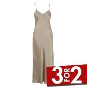 Damella Long Silk Nightdress Nougat silke X-Large Dame