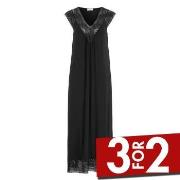 Damella Long Viscose Plain Sleeveless Nightdress Svart viskose X-Large...