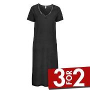 Damella Silk Short Sleeve Nightdress Svart silke Small Dame