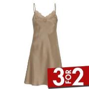 Damella Woven Silk Plain Lace Nightdress Nougat silke X-Small Dame