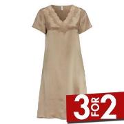 Damella Woven Silk Plain Nightdress Nougat silke X-Small Dame