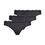 Calvin Klein Truser 3P Lace Thongs Svart polyamid Large Dame