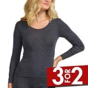 Damella Wool And Silk Long Sleeve Top Mørkgrå  ull 48 Dame