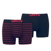 Levis 2P Base Stripe Boxer Svart/Rød bomull Small Herre