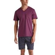 Calida Relax Streamline V-neck Short Pyjama Vinrød  bomull Small Herre