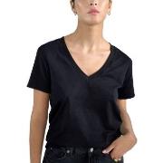 Bread and Boxers V-Neck Regular Tee Svart økologisk bomull Small Dame