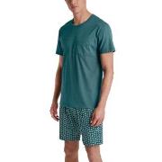 Calida Relax Imprint O Neck Short Pyjama Turkis bomull Large Herre