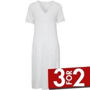 Damella Bamboo Plain Lace Short Sleeve Nightdress Elfenben Bambus Smal...