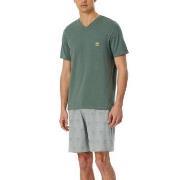 Schiesser 95-5 Short Pyjama V-neck Khaki bomull 56 Herre