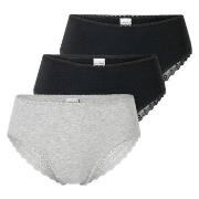 Schiesser Truser 3P Modern Brazillian Slips Svart/Grå bomull 36 Dame