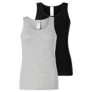 Schiesser 2P Modern Lace Top Svart/Grå bomull 42 Dame