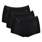 Sloggi Truser 3P Pearl Maxi Svart bomull 46 Dame