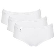 Sloggi Truser 3P Pearl Midi Hvit bomull 44 Dame