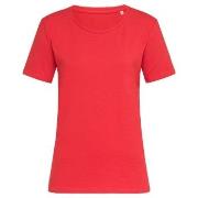 Stedman Claire Relaxed Women Crew Neck Rød ringspunnet bomull X-Small ...