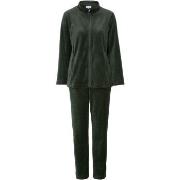 Damella Velour Plain Suit Mørkgrørnn  Medium Dame