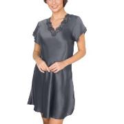 Lady Avenue Pure Silk Nightgown With Lace Grafit silke Medium Dame