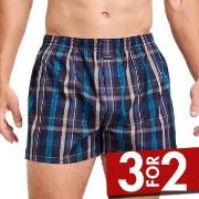 Jockey Woven Poplin Boxer Shorts Blå Mønster bomull Large Herre