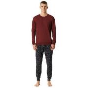 Schiesser Family Long Pyjamas Cuffs Rød bomull Large Herre