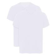 Armani Cotton V-neck T-shirts 2P Hvit bomull Small Herre